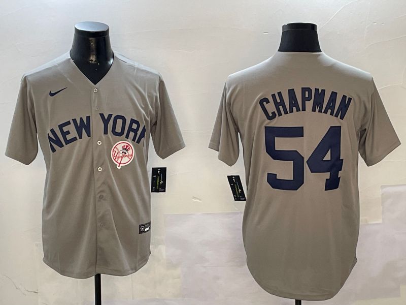 Men New York Yankees #54 Chapman Grey Game 2024 Nike MLB Jersey style 0108->los angeles dodgers->MLB Jersey